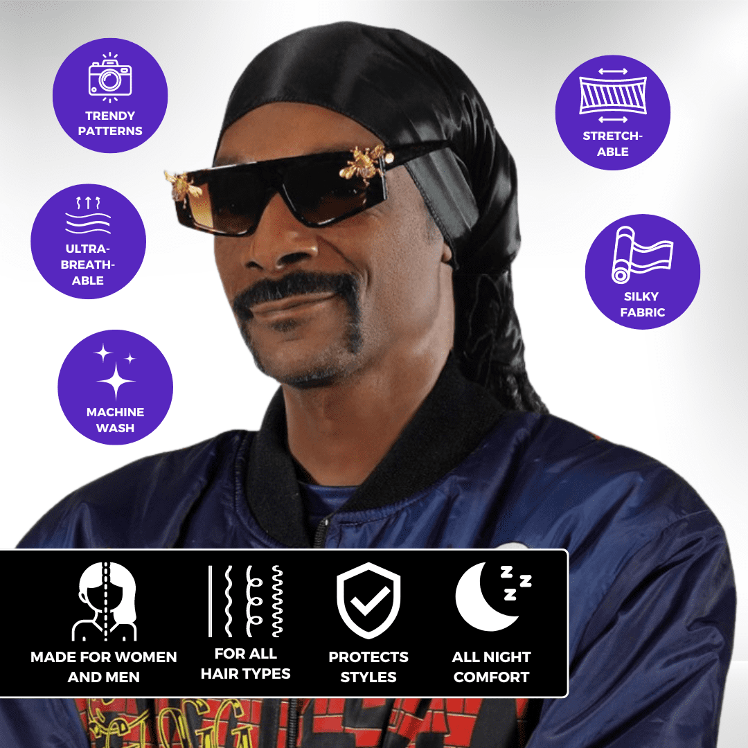 Broadus Collection Scarf by Shante & Snoop Dogg 60" x 15" Headwrap Bandana, Black