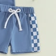 thumbnail image 6 of HCNTES Toddler Baby Boy Summer Clothes Plaid Patchwork Short Sleeve T Shirt Tops and Stretch Shorts Boy Outfit $5 baby boy clothes(18-24 Months,Blue), 6 of 6