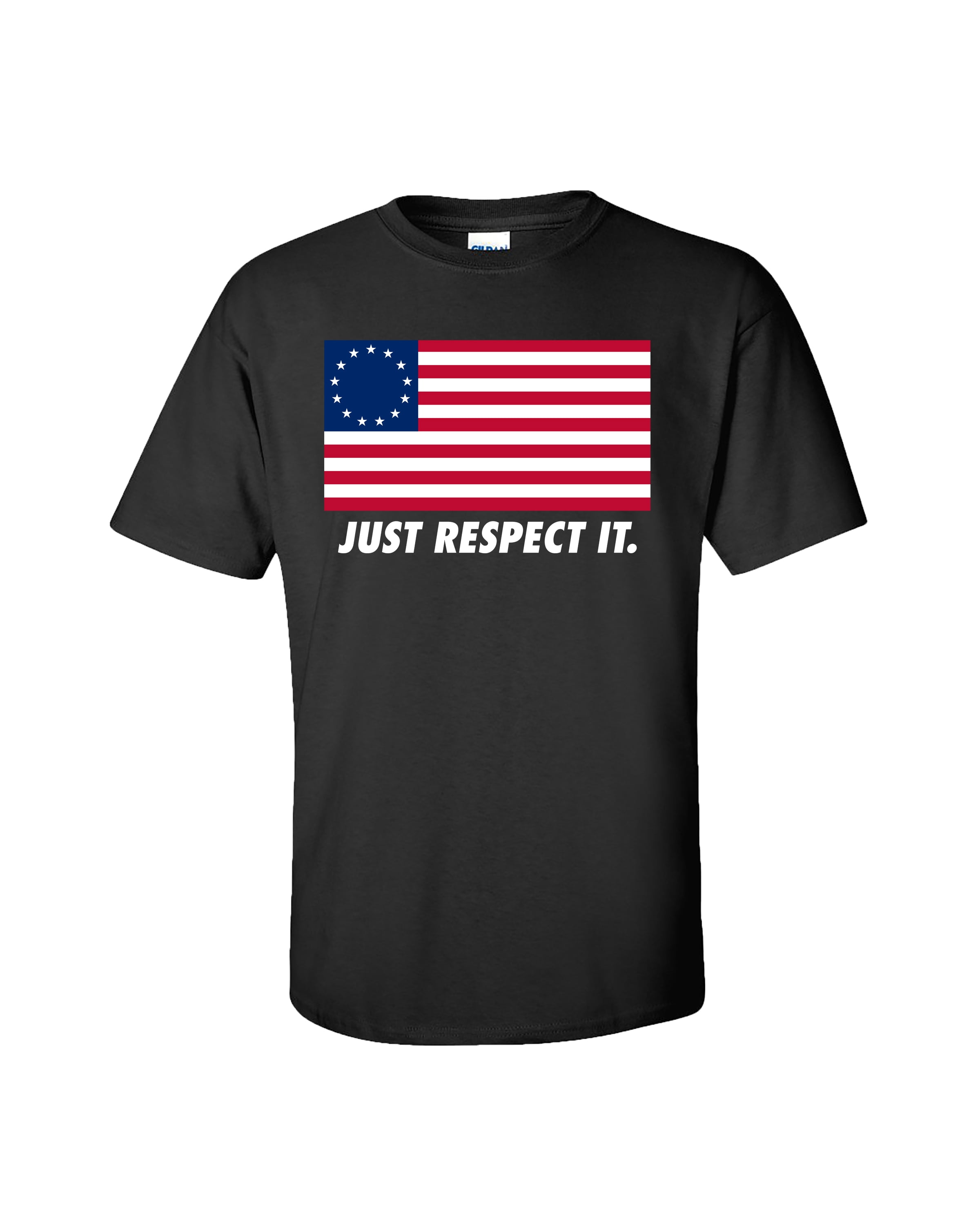 Patriotic Betsy Ross American Flag Just Respect It Adult Short Sleeve Tee Shirt - Bild 6 von 21