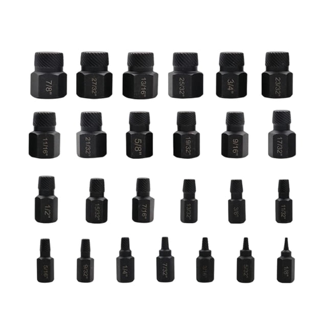 Herramienta para quitar tornillos de acero, 25 uds., removedor de pernos s, mango hexagonal, perno Negro Sharpla Extractor de tornillos