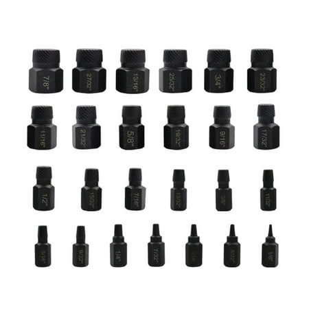 

25Pcs Steel Screw Remover Tool Broken Bolt Extractor Stripped Bolts Remover Hexagon Handle Nut Remover For Removing Broken Screws Nuts Bolts Black