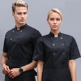 thumbnail image 2 of Gyexs Chef Coat Jacket for Women Casual Cover Up Button Down Tops Short Sleeve Work Wear (Black, Size XXL), 2 of 7