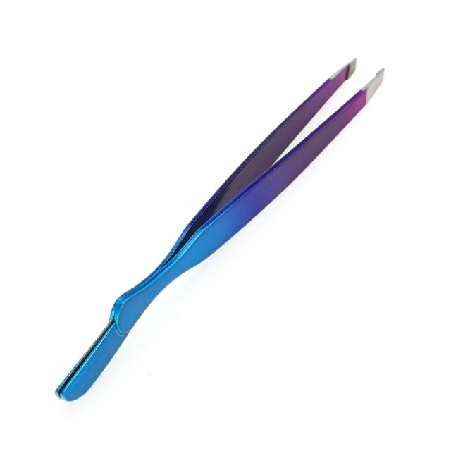 Unique Bargains 1 Pc 2 in 1 Eyebrow Razor for Bathroom Travel Hotel Blue Purple Stainless Steel