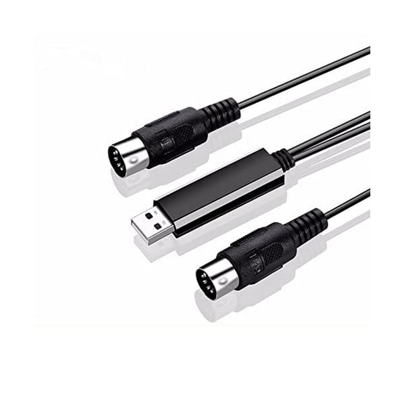 MIDI to USB Cable Converter, 2 in 1 USB to MIDI Cable Adapter Connecting with Keyboard SynthYJJSKEJIzer Drum for Editing Recording with Computer Laptop Windows/Mac for Music Studio