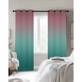 thumbnail image 3 of Ombre Green Pink Blackout Curtains 45 Inches Long for Bedroom, Colorful Painting Thermal Insulated Room Darkening Black Out Window Curtain Panels Grommet Drapes for Living Room, 3 of 8