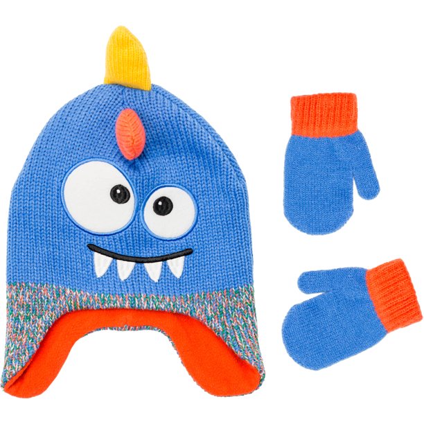 Infant Toddler Boys Fox Critter Hat and Mitten Set