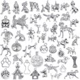 thumbnail image 2 of 50 Styles Antique Silver Mixed Pet Dog Theme Charms Vintage Alloy Animal Puppy Dog Bone Paw Print Dangle Pendants for DIY Bracelet Necklace Jewelry Making Supplies, 2 of 8
