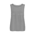 thumbnail image 3 of CYMMPU Women's Pleated Round Neck Sleeveless Blouse, Solid Color Casual Tank Top with Vertical Stitching, Lightweight Summer Shirt Gray M, 3 of 6