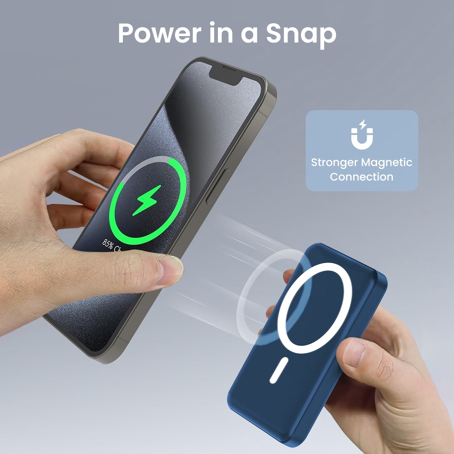 GASYESOY Portable Charger,10000mAh 20W Power Bank,Built-in Cables Fast Charging,with LED Display for iPhone 16/15/14/13/12 and Android,Blue