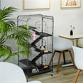thumbnail image 7 of Large 6 Level Rolling Pet Cage with 3 Doors, Pet Bowl, and Water Bottle for Small Animals, Black, 7 of 7