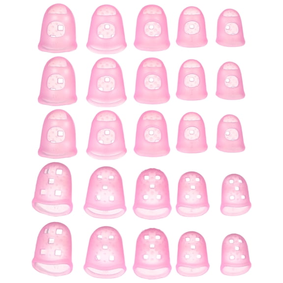 Uxcell Rubber Finger Tips Office 5 Sizes, 40 Pcs Guitar Fingertip Protector Silicone Thimbles for Hand Sewing Paper Sorting Money Counting Guitar Playing, Pink