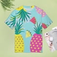 thumbnail image 4 of Lunarable Pineapple Womens Tops Women's Fashion Casual Short Sleeve Flower Print Round Neck Pullover Top Blouse, 4 of 6