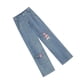 thumbnail image 2 of Pantalones de pierna ancha para mujer, cintura alta, holgados, vintage, lindo oso bordado para primavera y otoño, azul claro L, 2 of 12