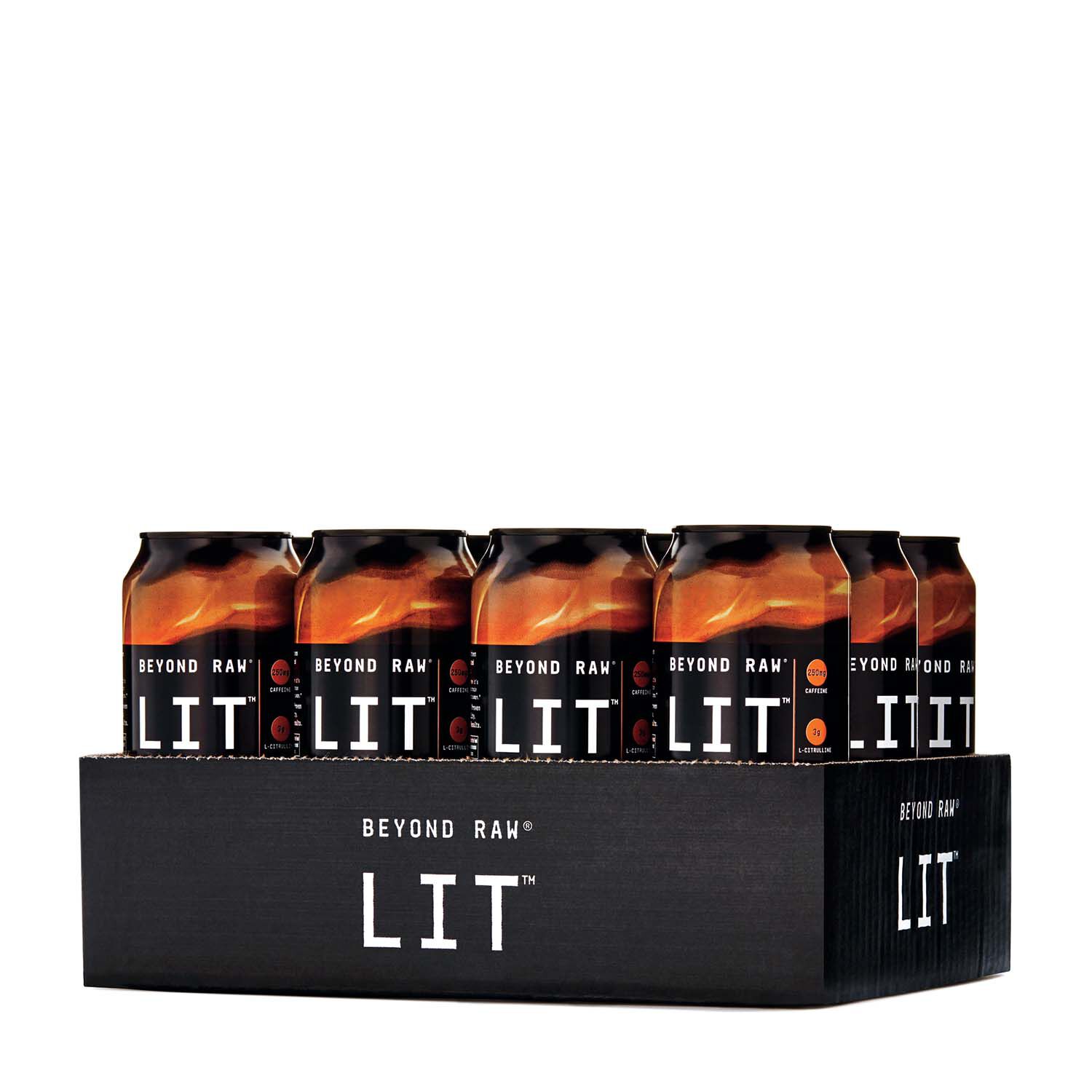 Beyond Raw LIT Ready to Drink PreWorkout, Energy, Focus, Intensity and Pumps, Nitric Oxide Boost, Zero Sugar, 250mg Caffeine with Beta Alanine, Gummy Worm, 16oz, 12 Cans