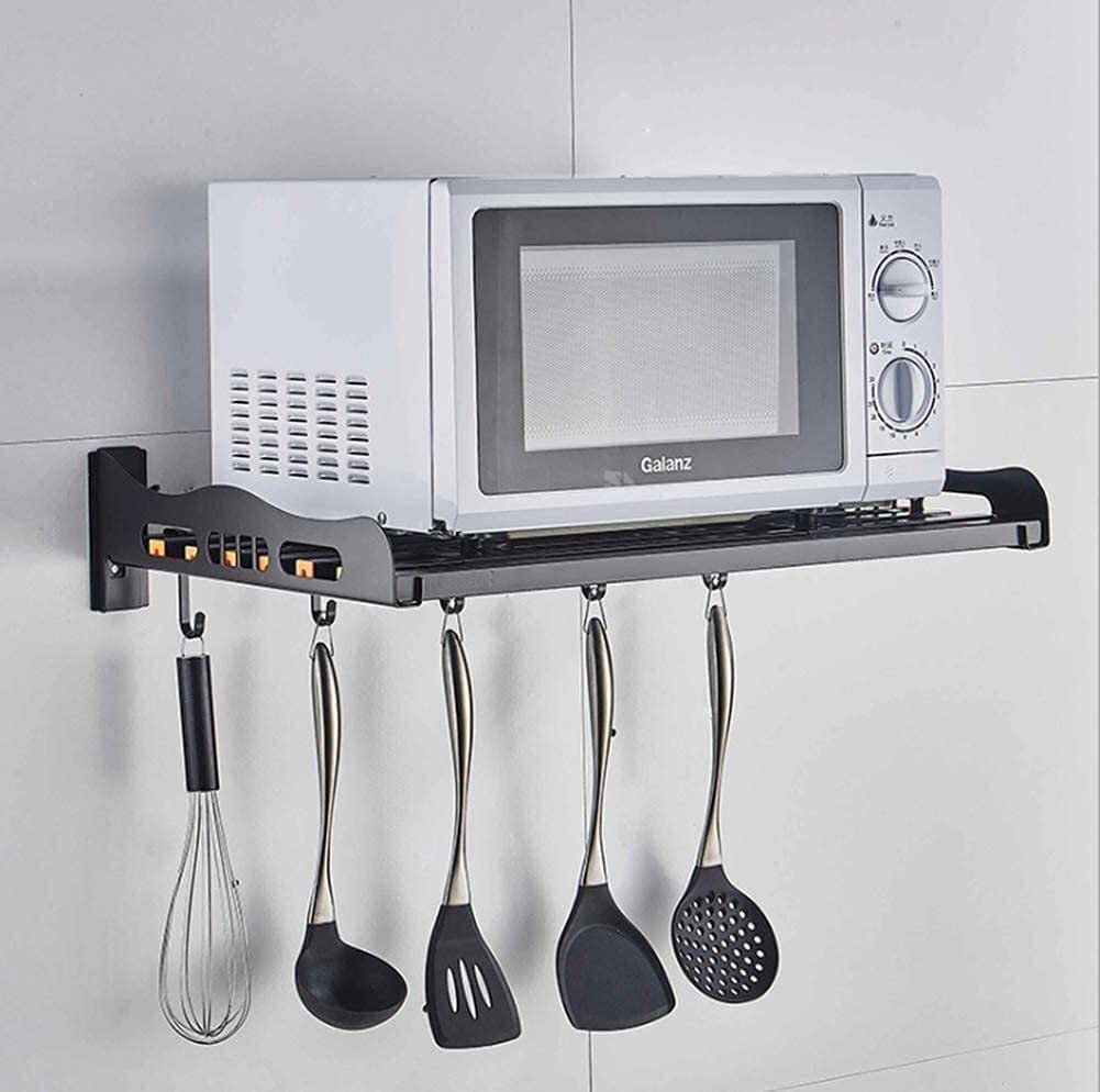 Organizer Rack Multifunction Stainless Steel Microwave Oven Rack Black