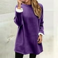 thumbnail image 4 of Lined Sweatshirts for Women 2025 Fall Winter Long Sleeve Crewneck Loose Casual Plain Sweatshirt Pullover Tops, 4 of 8