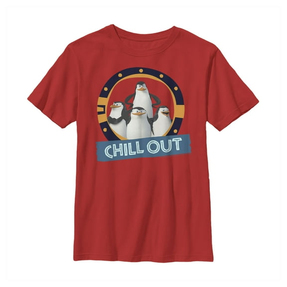 Boy's Madagascar Chill Out  Graphic Tee Red Medium