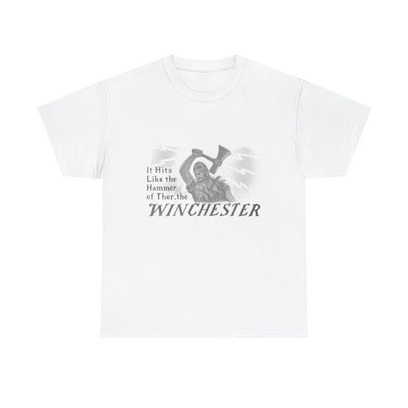 Antique Winchester Rifle Advert Hit Thors Hammer Mjolnir Norse Pagan Shirt