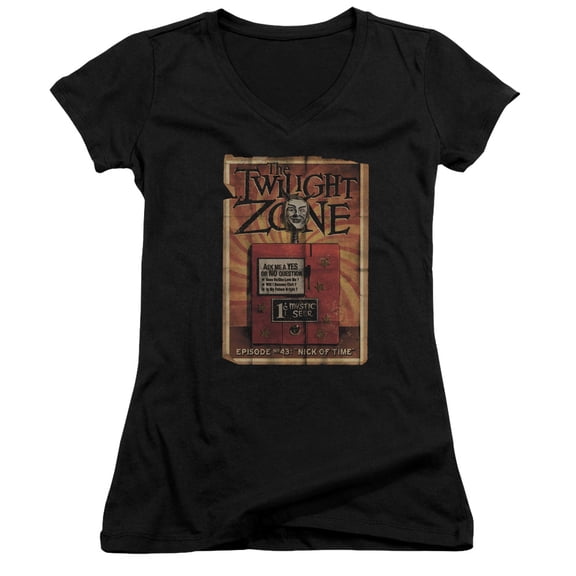 Twilight Zone Seer Junior Women's V-Neck T-Shirt Black