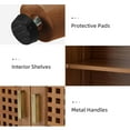 thumbnail image 2 of Boho Accent Cabinet with 3 Lattice Doors Storage Sideboard Credenzas Wooden Legs Home Living Room Walnut, 2 of 8