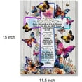 thumbnail image 2 of Inspirational Motivational Christian Poster Canvas Wall Art for Home Decor Positive the Lord''s Prayer Floral Butterflies Cross Canvas Print Painting Framed Gifts - Easel & Hanging Hook 12x15 Inch, 2 of 5