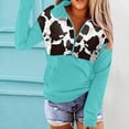 thumbnail image 4 of Womens Sweatshirts Winter Fall Comfy Zip Neck Long Sleeve Batwing Drop Shoulder with Pocket Cow Print Hoodie Cotton Hoodies(Green,XL), 4 of 4