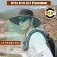 thumbnail image 6 of HOMEYA Wide Brim Sun Hat for Men & Women, Waterproof UV Protection Bucket Bonnie Cap Fishing Hiking Beach Garden, Black, 6 of 9