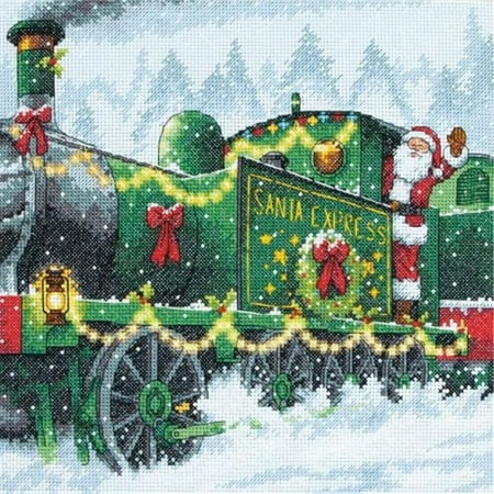 UPC: 0088677089184 | Dimensions 70-08918 Santa Express Counted Cross Stitch Kit-10 in. x 10 in. 14 Count