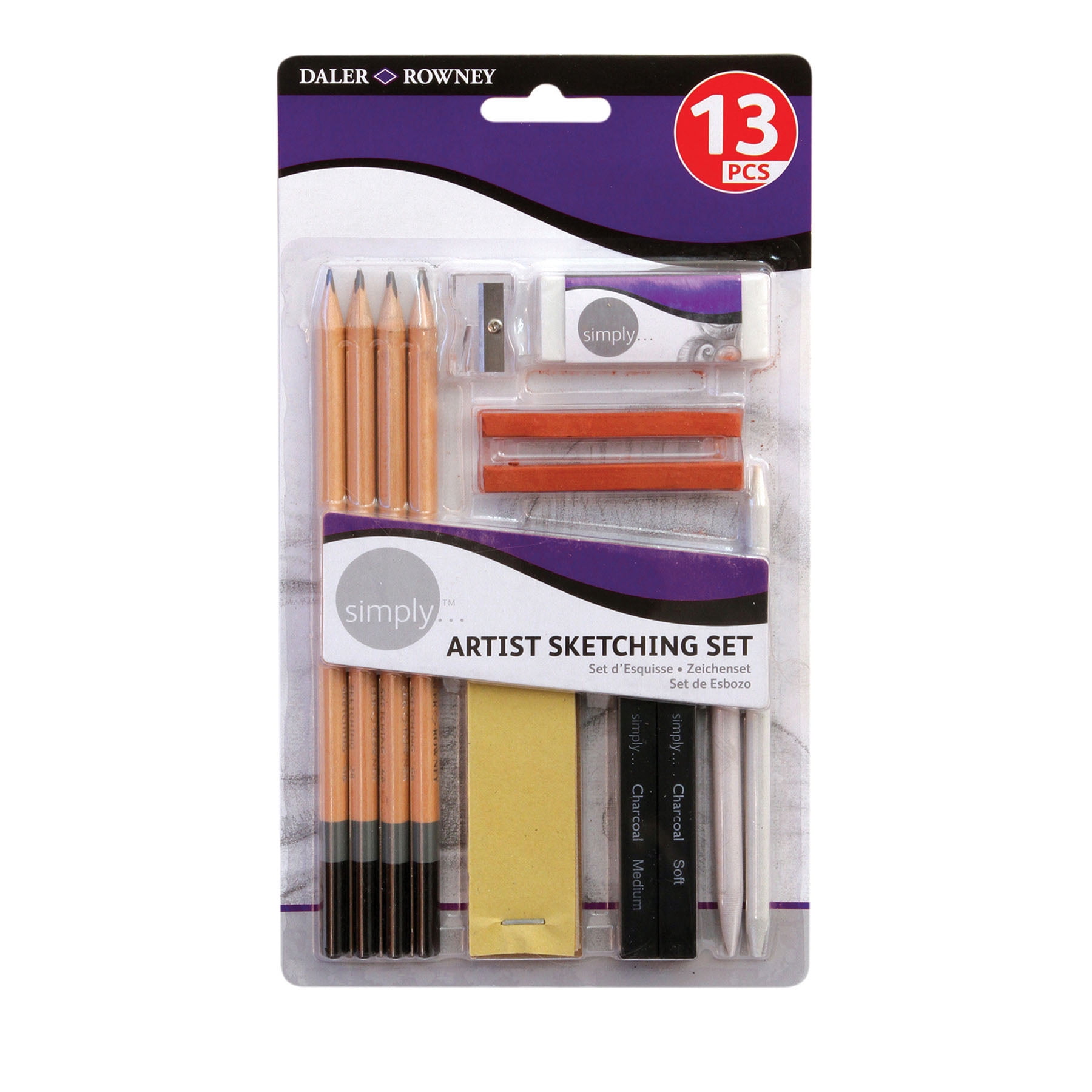 Daler-Rowney Simply... Sketching Pencils Set, 13 Piece, 3 Pack