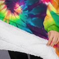 thumbnail image 3 of Oversized Wearable Blanket Hoodie,Colorful Tie Dye Pattern Sherpa Blanket Hoodie with Super Pockets,Super Warm Fuzzy Pullover for Women & Men, 3 of 6
