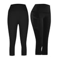thumbnail image 2 of nerohusy Women Capri Leggings Tummy Control High Waisted Capri Leggings Pockets Stretchy Soft Slim Yoga Pants for Running Cycling Workout Black,XXXL, 2 of 9