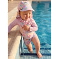 thumbnail image 6 of BemeyourBBs Toddler Baby Girl One Piece Swimsuit Kids Newborn Infant Bathing Suit Mermaid Duck Swimsuits Long Sleeve Rash Guard Half Zipper Swimwear Sunhat Set UPF 50+, 6 of 9