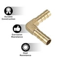 thumbnail image 3 of Unique Bargains 3 Pcs 8mm 0.31" Brass Car Barb Hose Fitting L Shape 2 Way Connector for Joiner Air Water Fuel Gas, 3 of 6