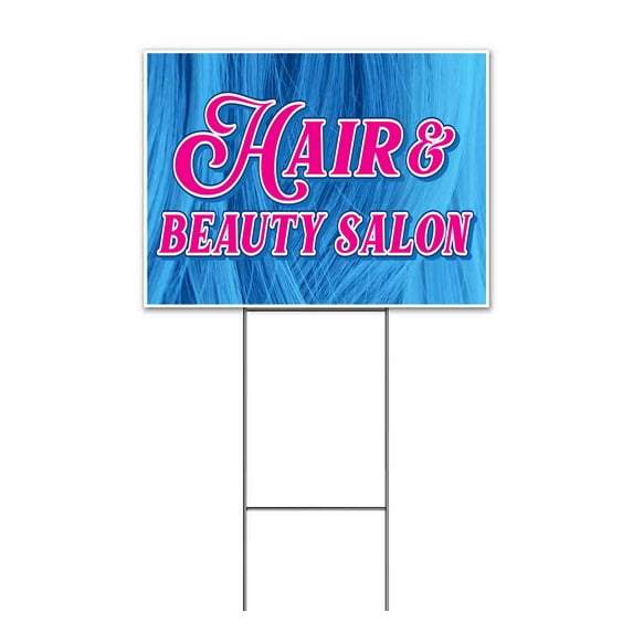 Hair & Beauty Salon (18" x 24") Yard Sign, Includes Metal Step Stake
