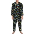 thumbnail image 3 of Naloa Colorful Skateboard Men’s Pajamas Set - Long Sleeve Button Down Sleep Shirt and Pajama Bottoms Sleepwear Set-Large, 3 of 7