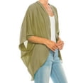 thumbnail image 5 of MOA Collection Women's Loose Fit 3/4 Sleeves Kimono Style Cover Up Solid Cardigan, 5 of 6