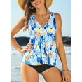 thumbnail image 6 of Sociala Double Straps Swim Tops for Womens Loose Fit Tankini Tops UPF50+ V Neck Swimsuit, 6 of 7