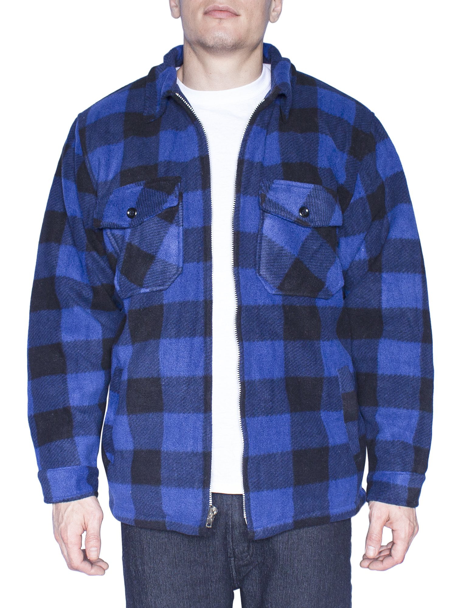 Maxxsel - Flannel Hooded Jackets For Mens Zip Up Plaid Heavy Quilted ...