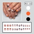 thumbnail image 2 of Halloween Press On Nails Short French Tip Fake Set, Orange Black Glossy False Nails, 24Pcs Reusable Full Cover Kit for Party Costume Daily Wear Women Girls, 2 of 6