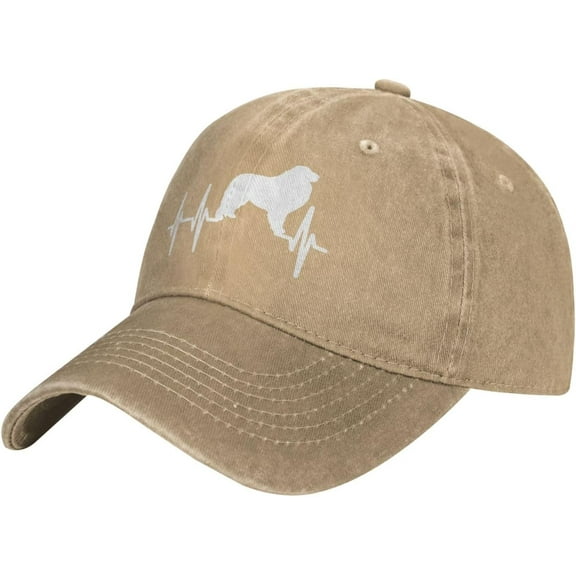 Great Pyrenees Heartbeat Baseball Cap Adjustable for Men Women Vintage Wash Baseball Cap Black