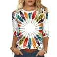 thumbnail image 2 of Cadancy Mardi Gras Tops for Women Crew Neck Colorful Print Casual Blouse Holiday 3/4 Sleeve Rave Party Tees Carnival Funny Trendy Shirts, 2 of 8