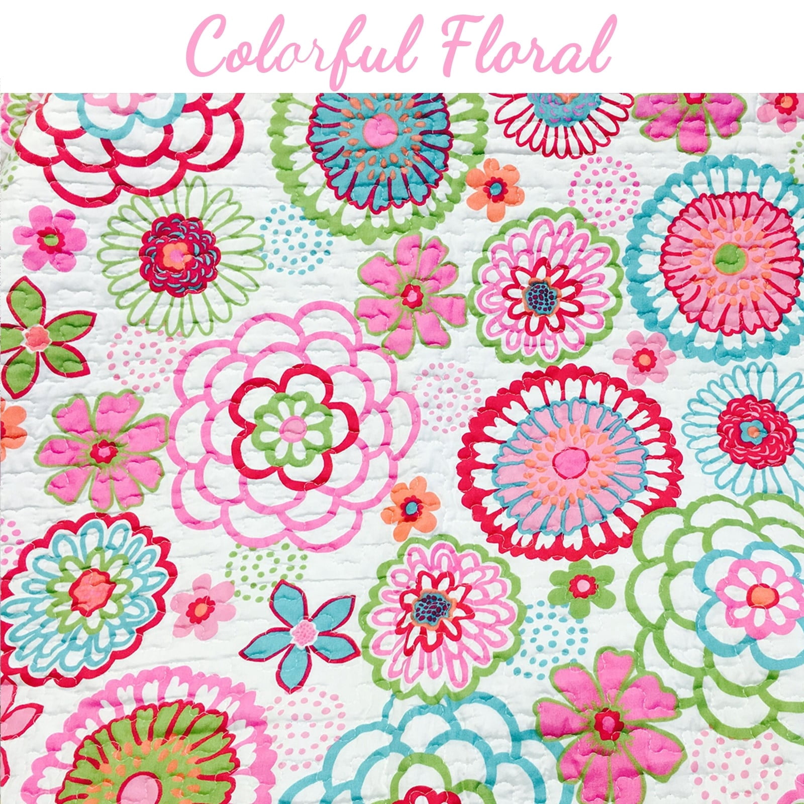 Cozy Line Home Fashions Cozy Line Mariah Colorful Floral Pink Quilt Bedding Set Twin - 2 Piece