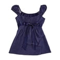 thumbnail image 4 of Trendfront Womens Polka Dot Blouses Square Neck Puff Short Sleeve Bow Front Peplum Dressy Casual Summer Tops, 4 of 4