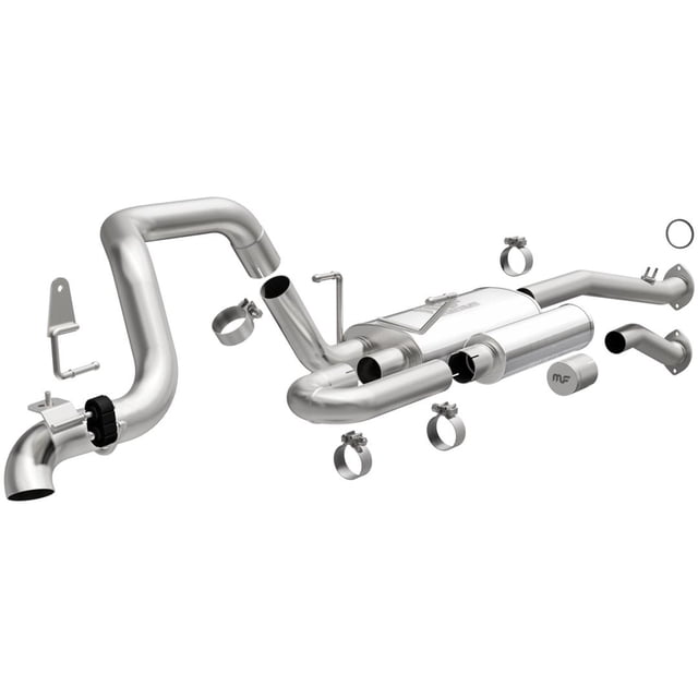 Fits 1996-2002 Toyota 4Runner Magnaflow Performance Exhaust System Kit 19538 Overland Series Cat-Back System; Stainless Steel; With Mufflers; 2-1/2 Inch Pipe Diameter; Single Exhaust With Single Exit