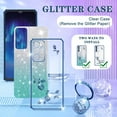 thumbnail image 4 of (3in1 for Samsung Galaxy A14 5G Phone Case Glitter Sparkly for Women Girls Sparkle Girly Bling Shiny Cover Cute Flowers Floral Design with Ring Pretty Blue Cases for Samsung A14 5G 6.6'', 4 of 11