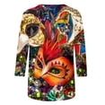 thumbnail image 5 of Tfken Mardi Gras Women Tops 3/4 Sleeve Crew Neck Print Carnival Party Women Fashion Tshirts Female Classic Outfit Red Size Xl, 5 of 5