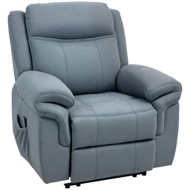 HOMCOM Fauteuil Inclinable avec 8 Massages par Vibration, Poches Latérales, Bleu-Gris