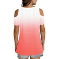 thumbnail image 5 of Tnhcen Women's Summer Loose Fit Off-Shoulder V-Neck Gradient Top - Breathable Spandex Blend Plus Size S-2XL Mesh Shirt, 5 of 7