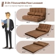 thumbnail image 3 of Adjustable Floor Sofa Bed, Foldable Lazy Sofa Bed with 6 Position Backrest & 2 Pillows, Convertible Futon Couch Bed with Suede Cloth Cover, Lounge Recliner for Living Room (Coffee), 3 of 8