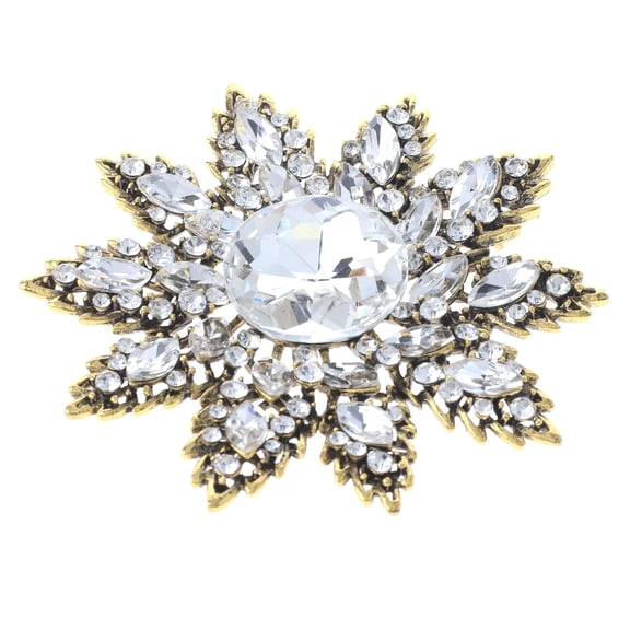 Large Crystal Flower Brooch